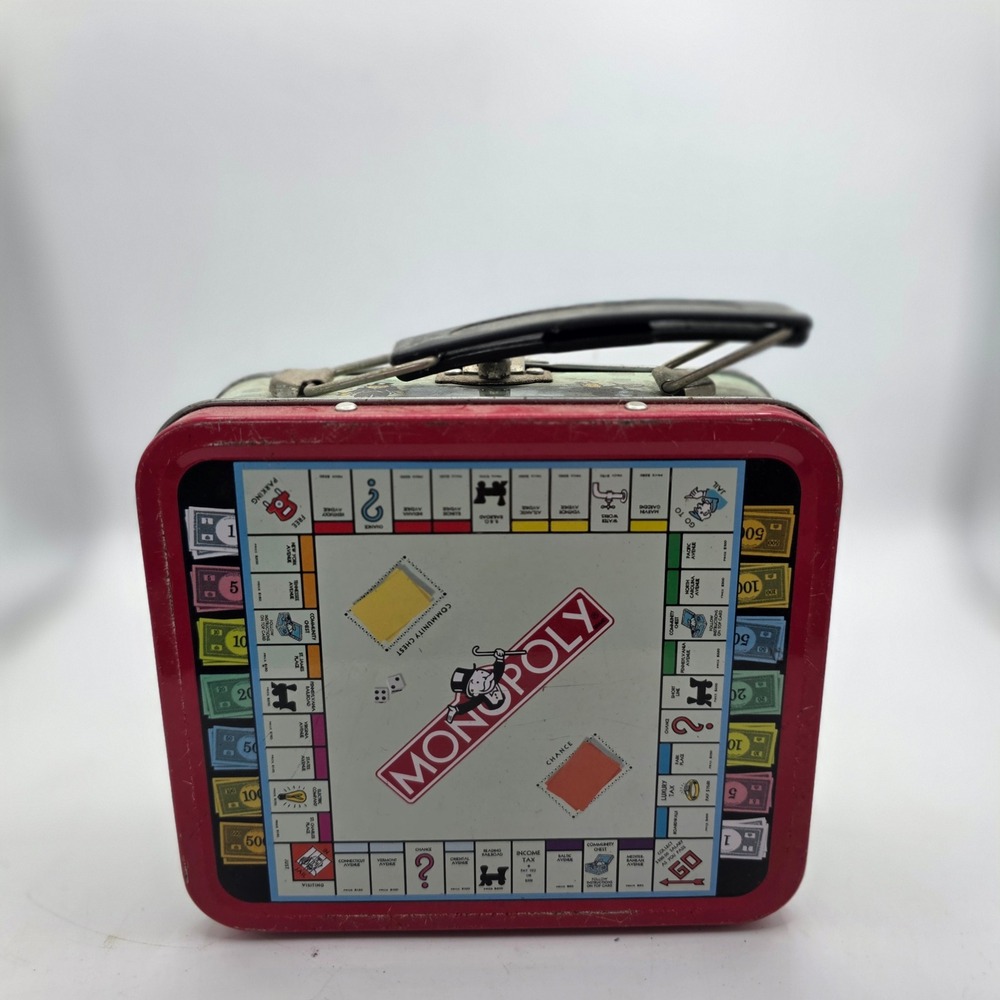 1997 Hasbro Monopoly Mini Metal Tin Lunch Box Mr. Pennybags Collectible